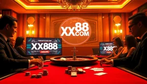 Experience luxury gaming at XX88 COM with vibrant casino tables and poker chips.