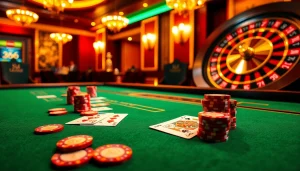 High-stakes poker scene showcasing Nhà cái uy tín Bet88 with vibrant chips and cards.