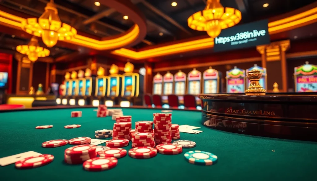 Experience the excitement of online gambling at https://sv388win.live with a lively casino scene showcasing dynamic betting activities.