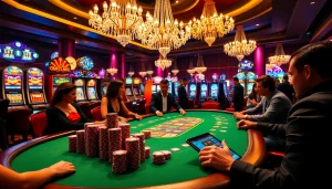 Glamorous poker scene showcasing excitement and luxury at the casino with 88i gaming elements.