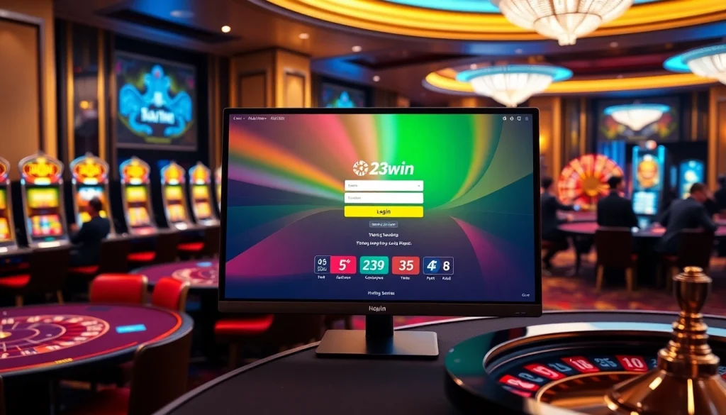 Sign in for Đăng nhập 23win with vibrant casino elements and engaging gaming atmosphere.