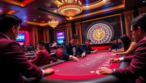 High-stakes gaming at a luxurious casino table featuring GO88 branding.