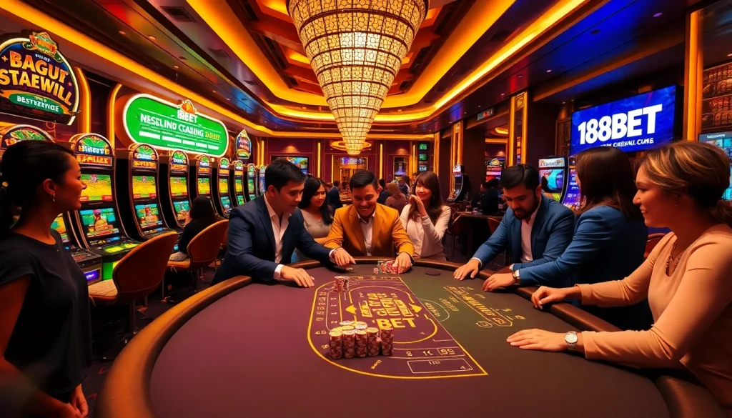 Players enjoying a thrilling game at the 188BET casino, showcasing excitement and professional gameplay.