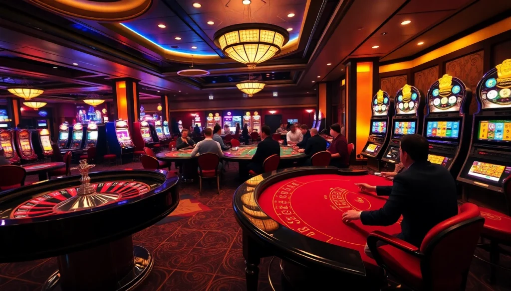 SODO66 casino scene showcasing players enjoying roulette, poker, and slot machines.