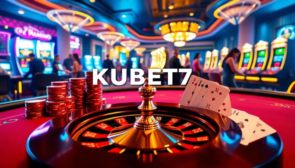 Players winning at KUBET77 casino table, highlighting excitement and vibrant atmosphere.