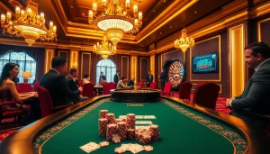 The excitement of high-stakes gaming at nhà cái vip66 with poker chips and a roulette wheel.