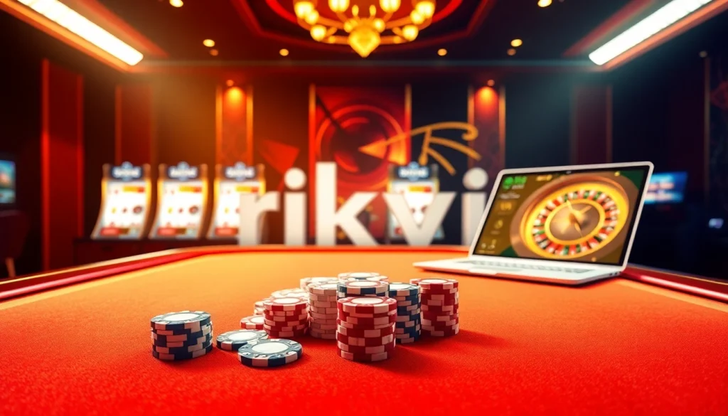 Engaging scene of players enjoying the rikvip - game on a vibrant online casino platform.