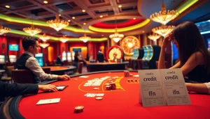 Betting at a luxurious casino table with credit ifn options in a vibrant atmosphere.