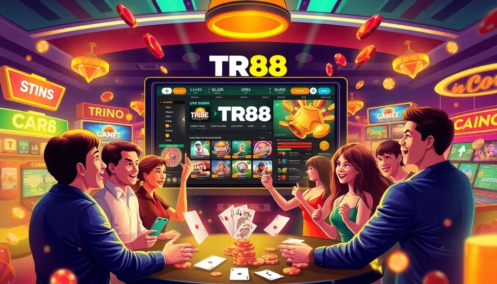 TR88 online gambling platform showcasing lively casino games and players.