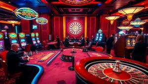 Experience the thrill of SODO gaming with lively casino tables and slot machines.