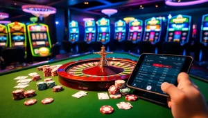 Experience thrilling gaming action at MM88 with a roulette wheel and poker chips on a casino table.