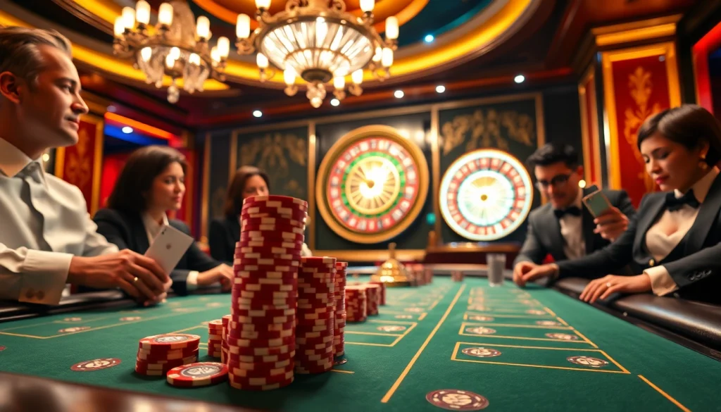 Experience the excitement of 68VIP with a vivid poker scene featuring upscale players and stylish casino decor.