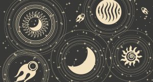 astrological-background-in-boho-style-golden-mystical-esoteric-symbols-of-the-moon-sun-stars-on-a-dark-background-print-astronomical-background-vector