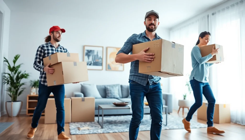 Calgary movers efficiently transporting boxes during a residential move.