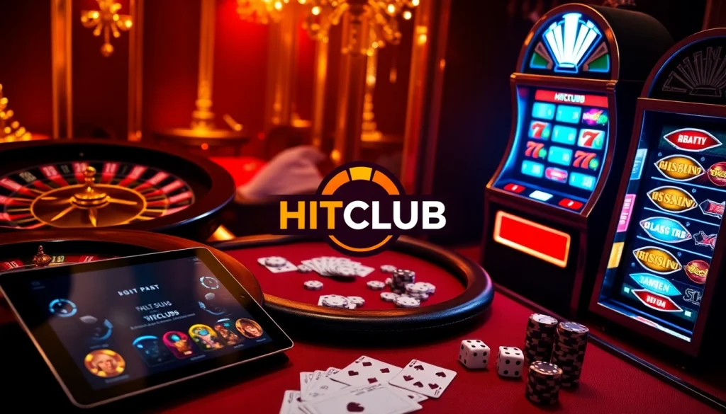 Experience the thrill at HITCLUB with vibrant casino games including roulette and slot machines.