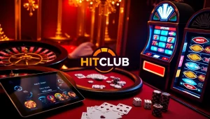 Experience the thrill at HITCLUB with vibrant casino games including roulette and slot machines.
