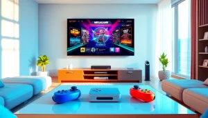 แสดงฉากการเล่น megagame ที่น่าสนใจในห้องนั่งเล่นที่ทันสมัย