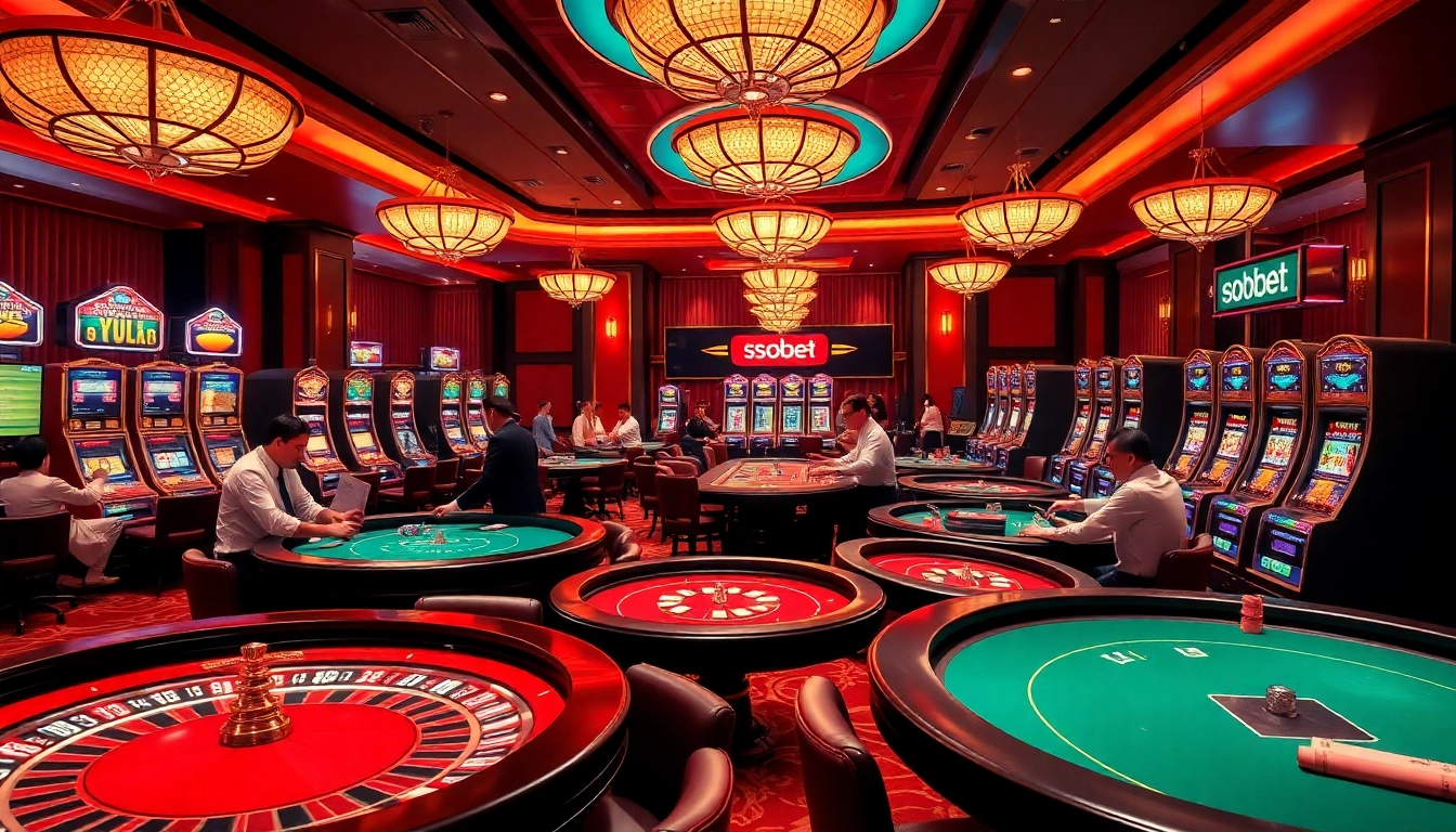 Sbobet players enjoying exciting high-stakes poker and vibrant casino games.