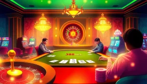 Experience the thrill of online gambling with 388bet at a luxurious casino table.