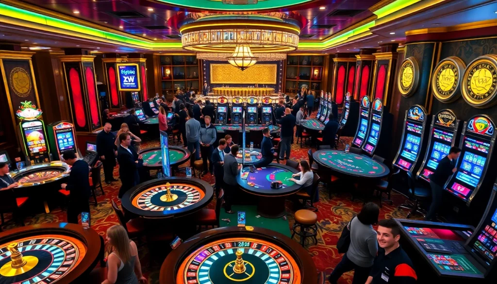 Players enjoying diverse gaming experiences at an elegant casino using xxgg technology.