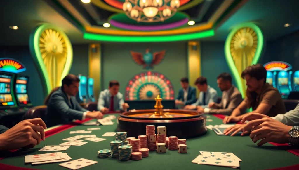 Experience the thrill of gambling at jun88 com with vibrant casino visuals featuring poker chips and a roulette wheel.