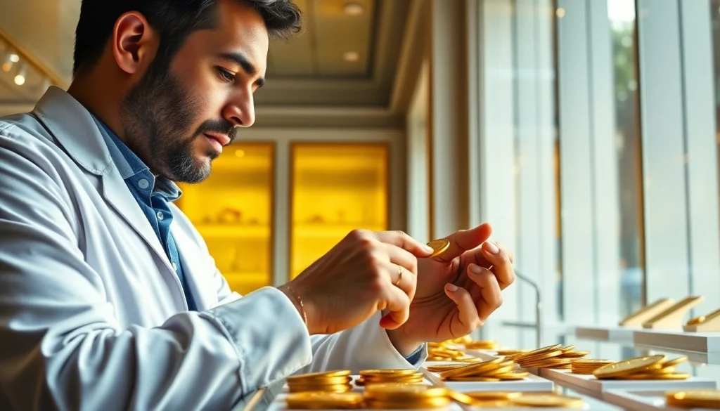 Valutare compro oro in un elegante negozio di gioielli con atmosfera accogliente.