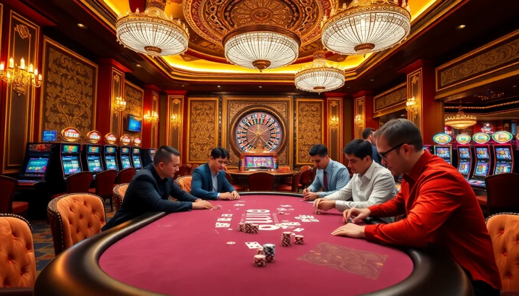 Experience the excitement of BK8 เว็บตรง at a vibrant casino table with players in action.
