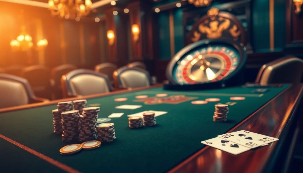 Kuwin poker table with chips and cards enhancing the excitement of online gambling.