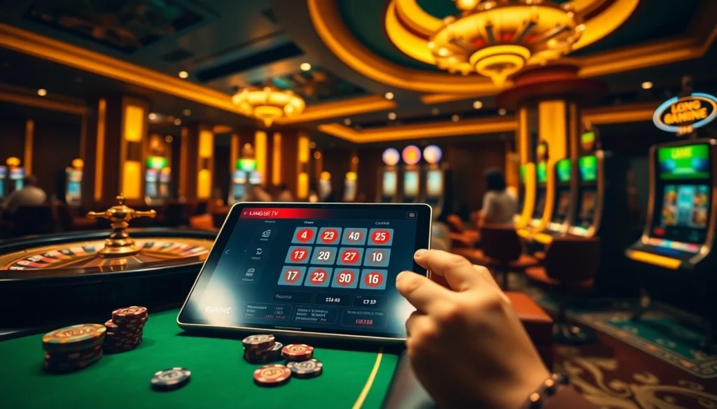 Lương Sơn TV enhances the gambling experience with a luxurious casino vibe featuring roulette and poker.