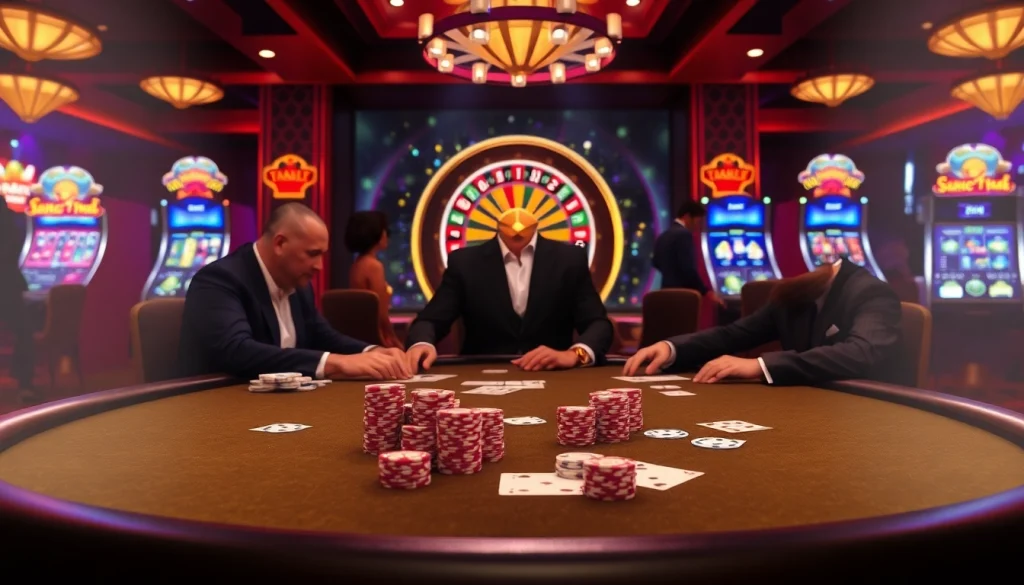 Exciting game action at the 789P casino table with poker chips and cards.