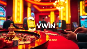 Excited gamblers engaging with online interfaces for đăng nhập VWIN, showcasing luxury and professionalism.