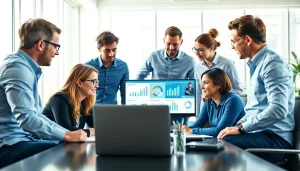 Maeden software team collaborating in a bright office space.