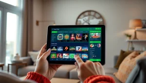 Engaging tablet interface displaying 55DD online betting games in a cozy setting.