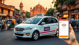 Jaipur Taxi Service with clean CabDunia vehicles amidst iconic landmarks, capturing reliable transportation.