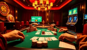 Betting on a poker table with credit promotions showing strategic gambling excitement.