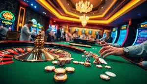 Experience the excitement of online gambling at https://rikvip1.online/ with our vibrant casino scene featuring roulette and lively players.