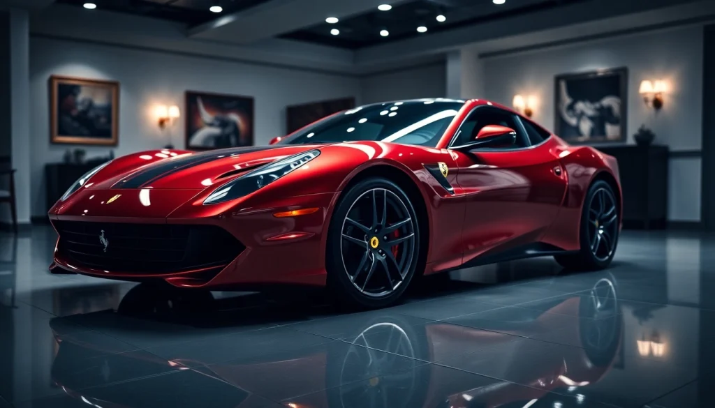 Stunning Preowned Ferrari Cape Town showcased in an upscale showroom with reflective surfaces.