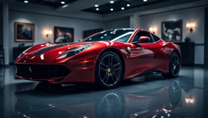 Stunning Preowned Ferrari Cape Town showcased in an upscale showroom with reflective surfaces.