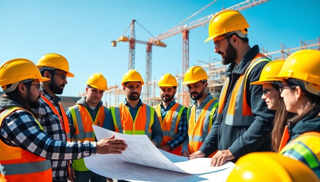 Engaging construction safety training session with diverse workers focusing on safety protocols.