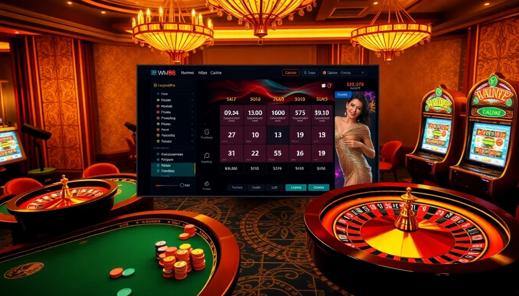 Experience thrilling online gaming with ww88 featuring vibrant casino tables and slot machines.
