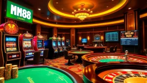 Experience thrilling gameplay at MM88 with vibrant slot machines and poker tables.