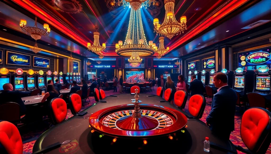 Experience the thrill of gambling at https://thabet.vegas/ with a luxurious casino scene, featuring poker and roulette.