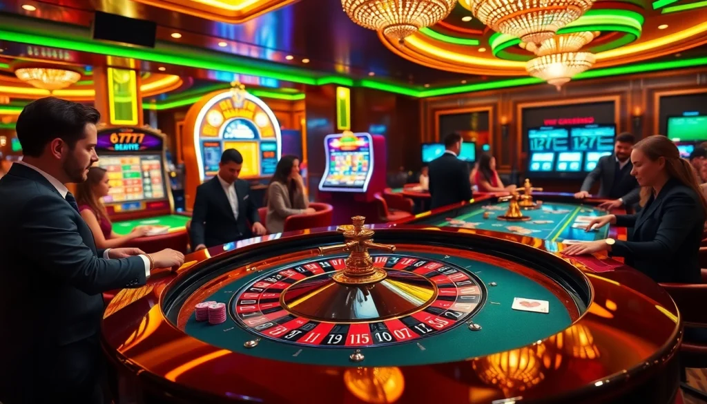 Experience the thrill of 6L777 with glamorous casino games, poker chips, and lively roulette action.