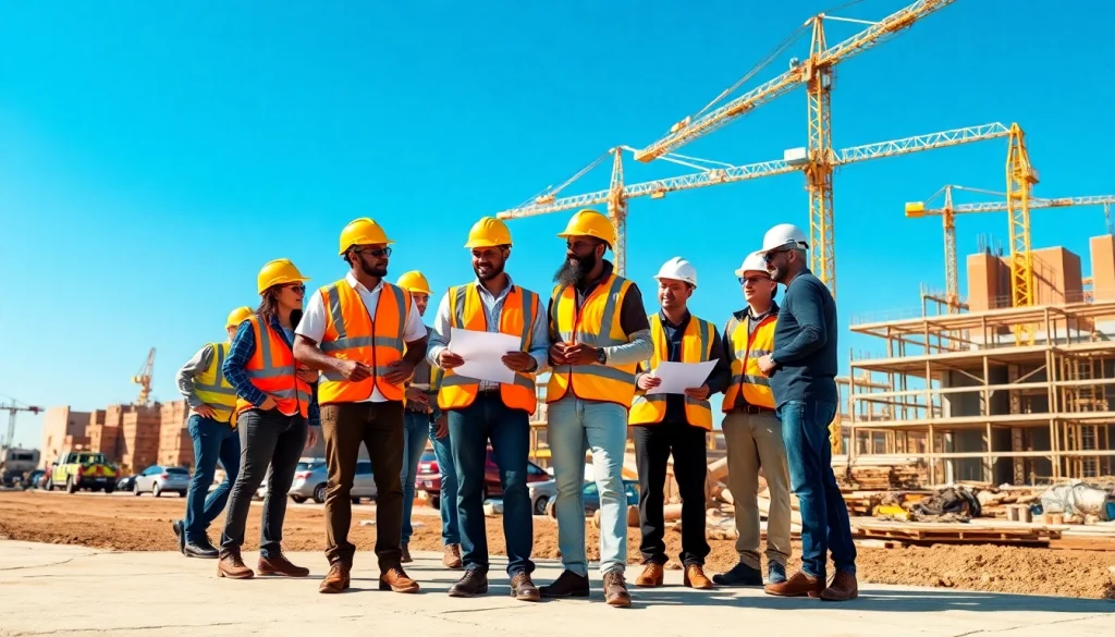 Construction association colorado collaboration at an active site emphasizing teamwork and safety.