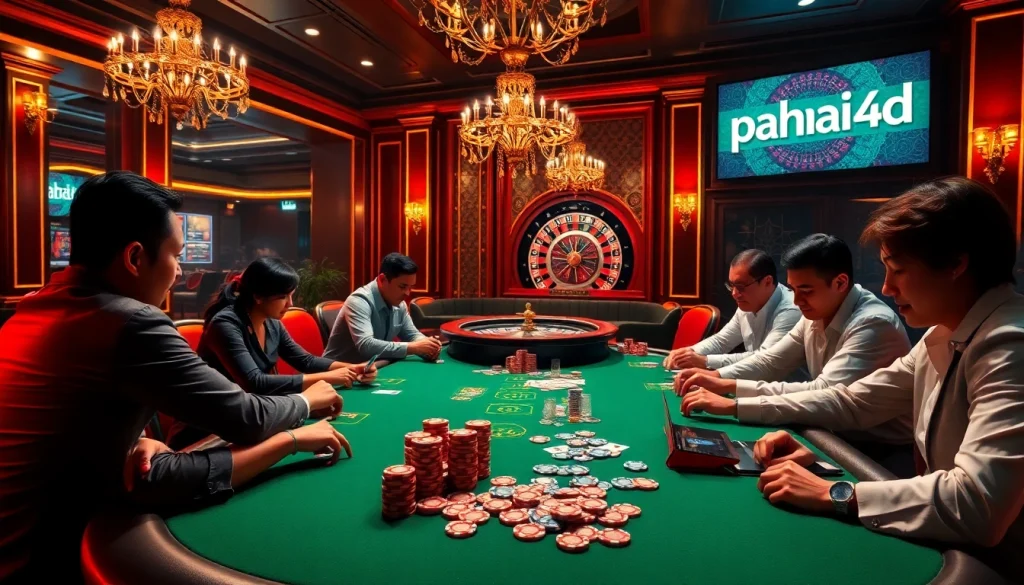 Experience the thrill of pahal4d poker action with vibrant gaming tables and excited players.