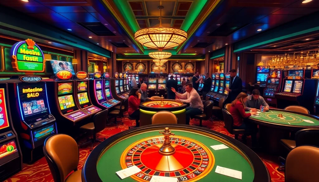 Experience thrilling gameplay with fa bet in an extravagant casino environment filled with gaming tables and excitement.