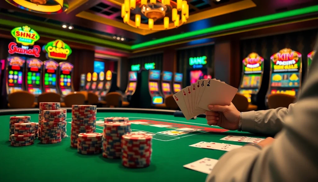Winning big at the MV 88 casino table with vibrant poker chips and playing cards.