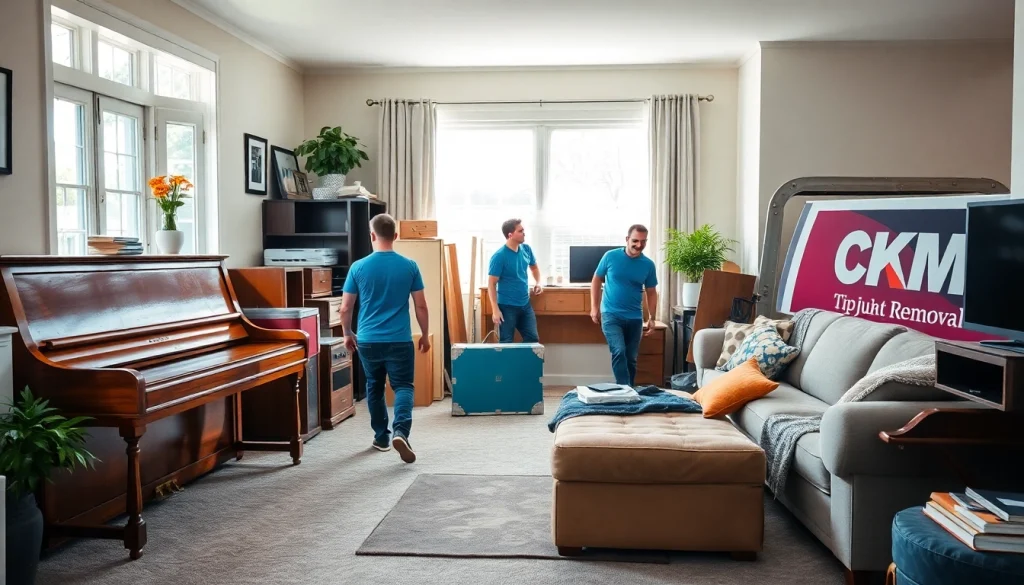 Efficient junk removal in Bergen County by CKM Experts, showcasing furniture and appliances being collected.