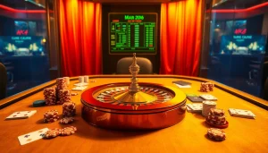 Experience thrilling MK8 gameplay with vibrant casino elements and luxurious betting atmosphere.