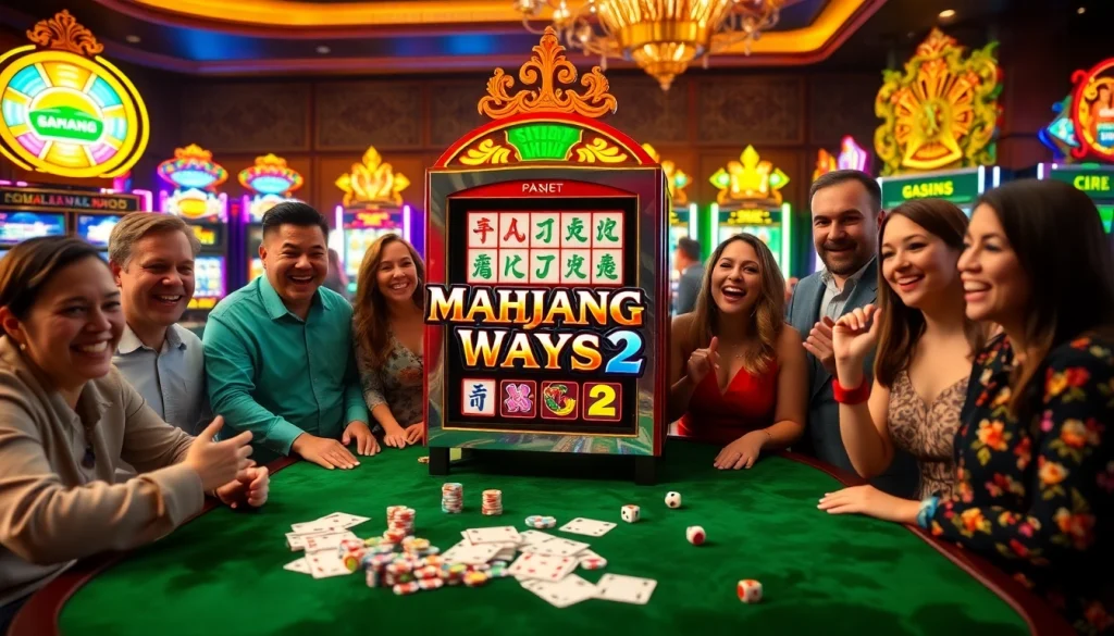 Experience thrilling gameplay at the Mahjong Ways 2 slot machine in a vibrant casino setting.